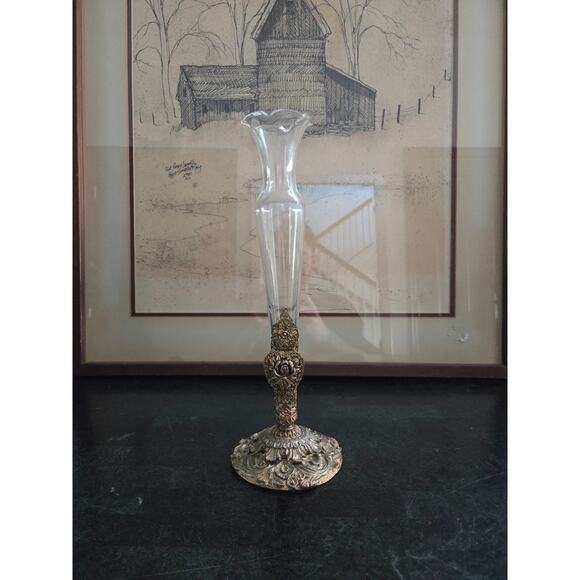 Vintage Matson Ormolu Gold Filigree Rose Bud Vase 12" Hollywood Regency Style - Picture 1 of 10